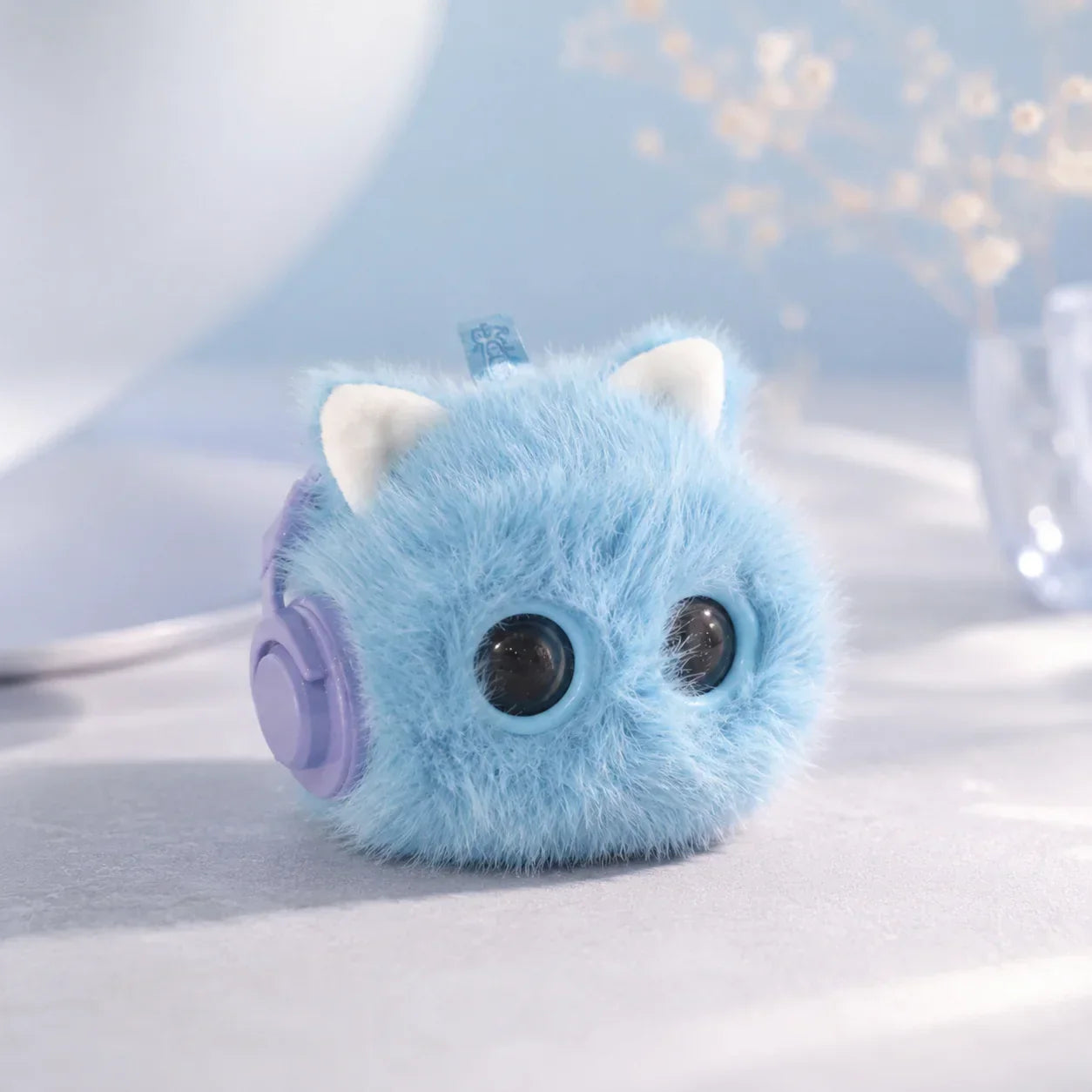 MossEcho Azure Melodic AI companion plush with blue fur and calming design